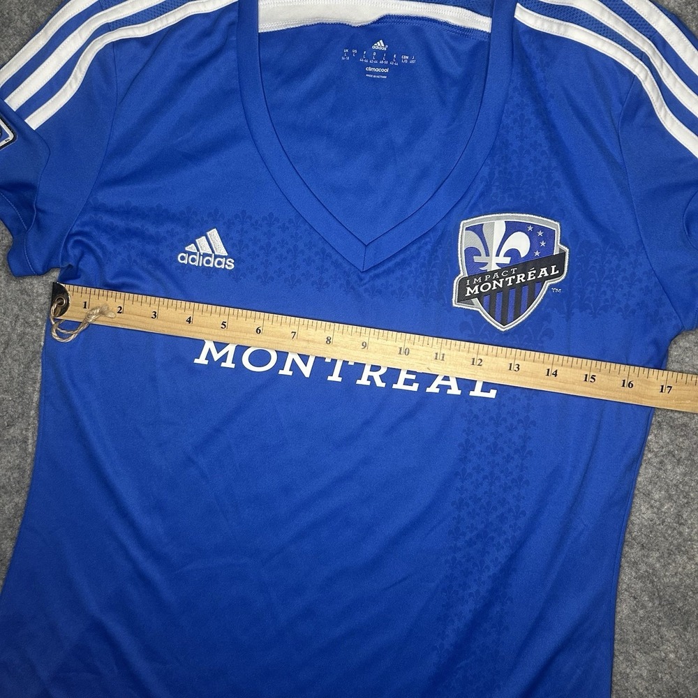 Adidas Women's Large Impact Montreal 2013 Mls Blue Soccer Jersey V Neck - Picture 3 of 12